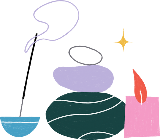 Stones, Incense and a Candle for Meditation